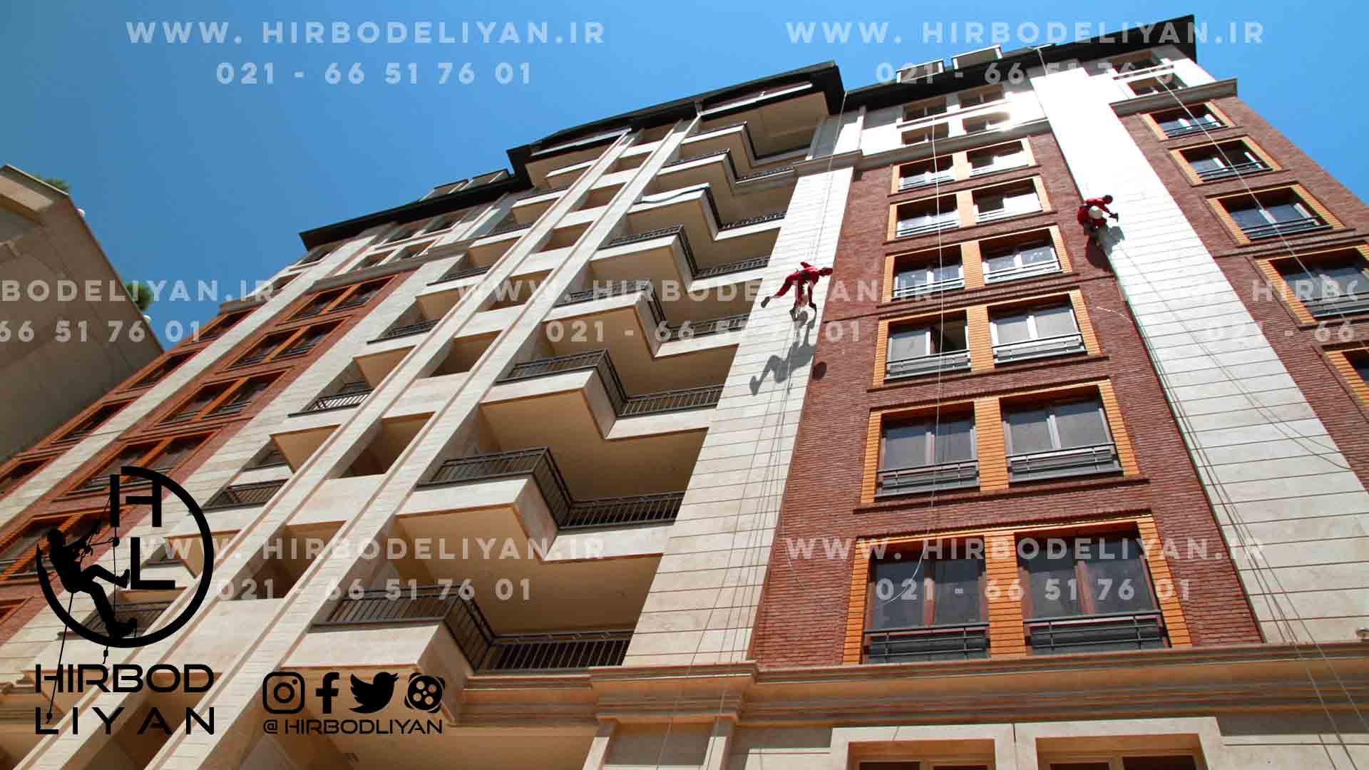 مقاوم سازی نمای سنگی ساختمان ها و برج ها و انواع سازه ، با سیستم دسترسی با طناب صنعتی (industrial rope 
              access)
              